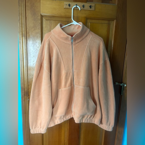 Urban Outfitters Size Large Orange Fleece Zip-Up - Picture 1 of 4